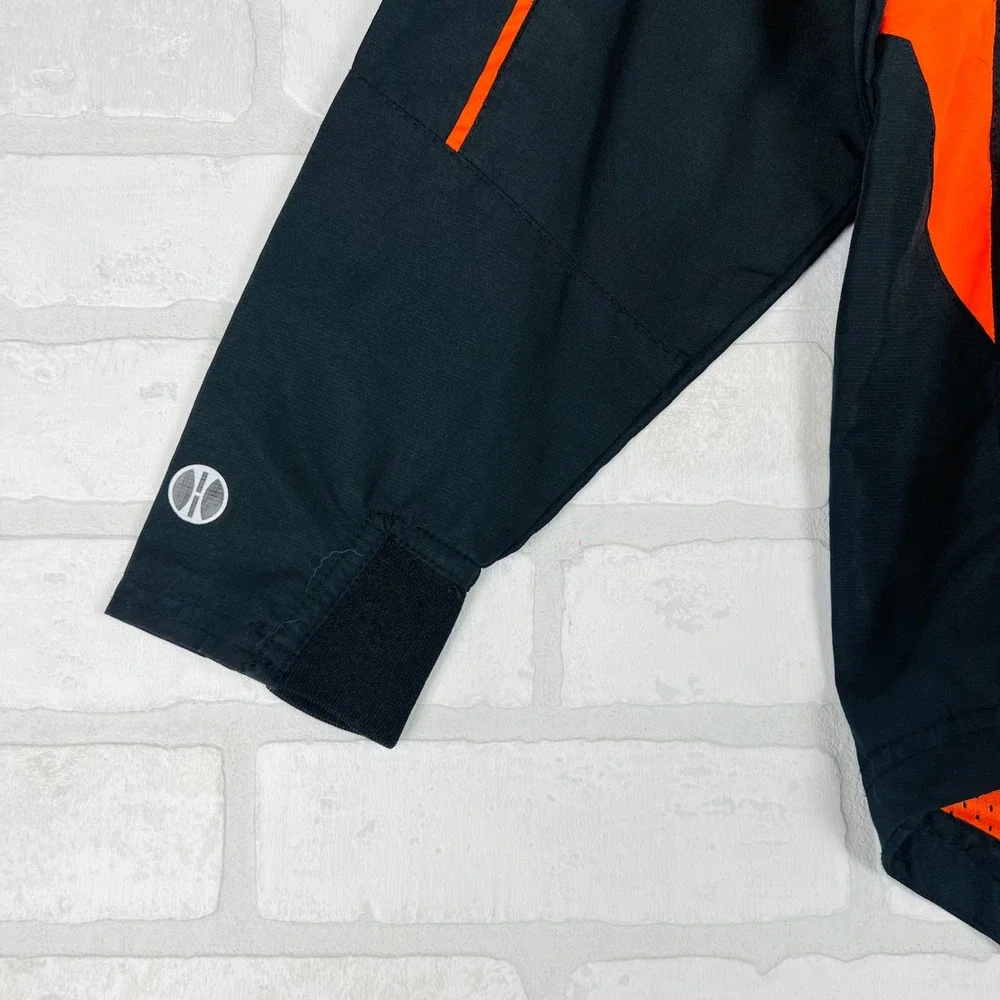 Holloway Kids Black and Orange Hooded Full Zip Windbreaker Athletic Jacket XL
